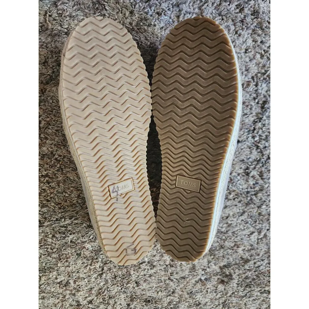 TOMS Suede Espadrille Slip-On Shoes Taupe Gray 7.5